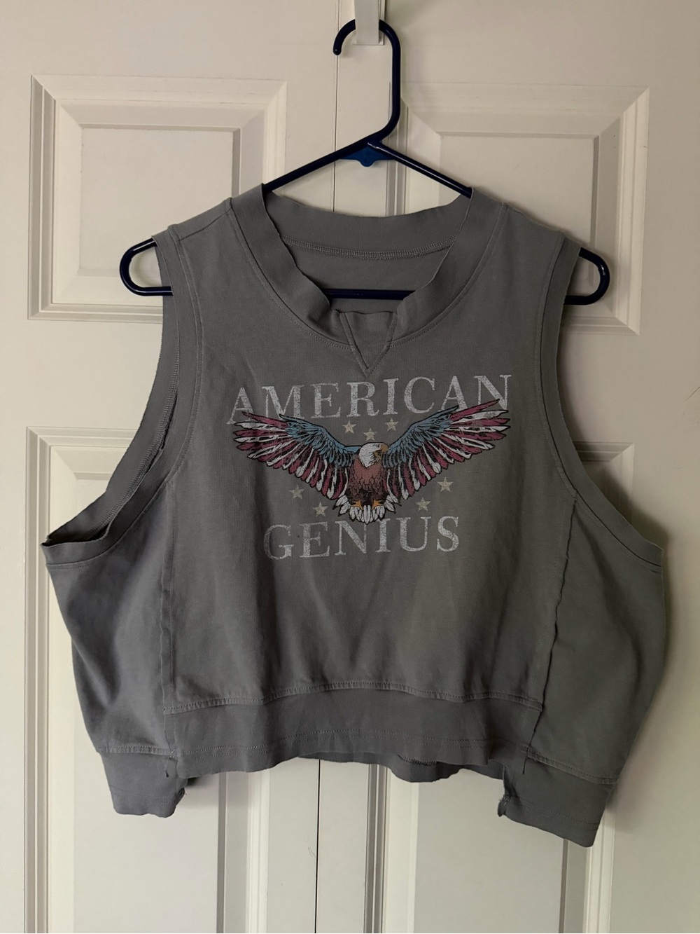 SHEIN Gray Graphic Eagle Crop Tank